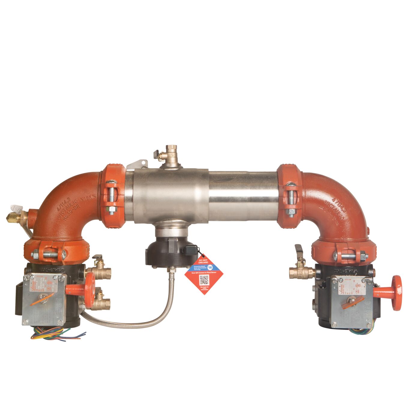 Reduced Pressure Valve Assembly Backflow Preventer, N Pattern, Butterfly Gates and Flood Sensor