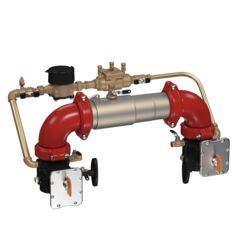 Lead Free Double Check Detector Backflow Preventer Assembly, UL/FM Butterfly Valve Shutoffs, Gallons/Minute Meter, N Pattern