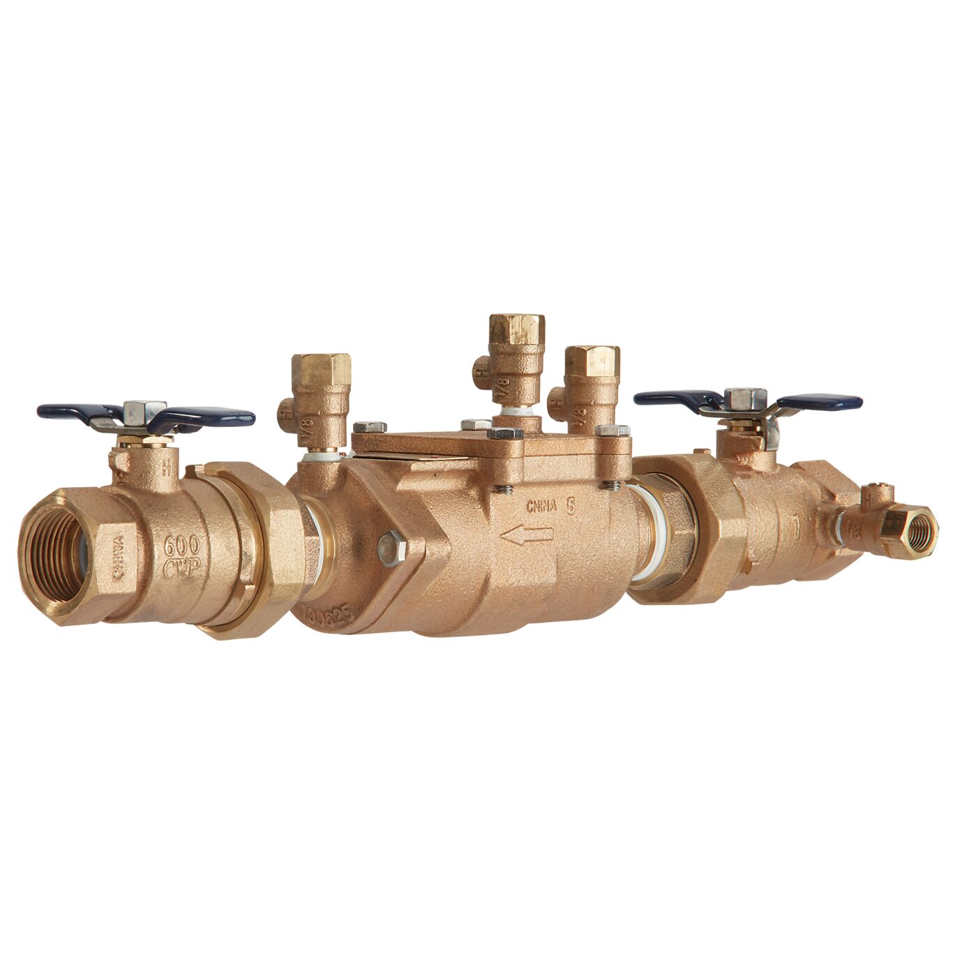 Product Image - Lead Free Bronze Double Check Valve Backflow Preventer Assembly, Quarter Turn Shutoff, Union, Small Diameter