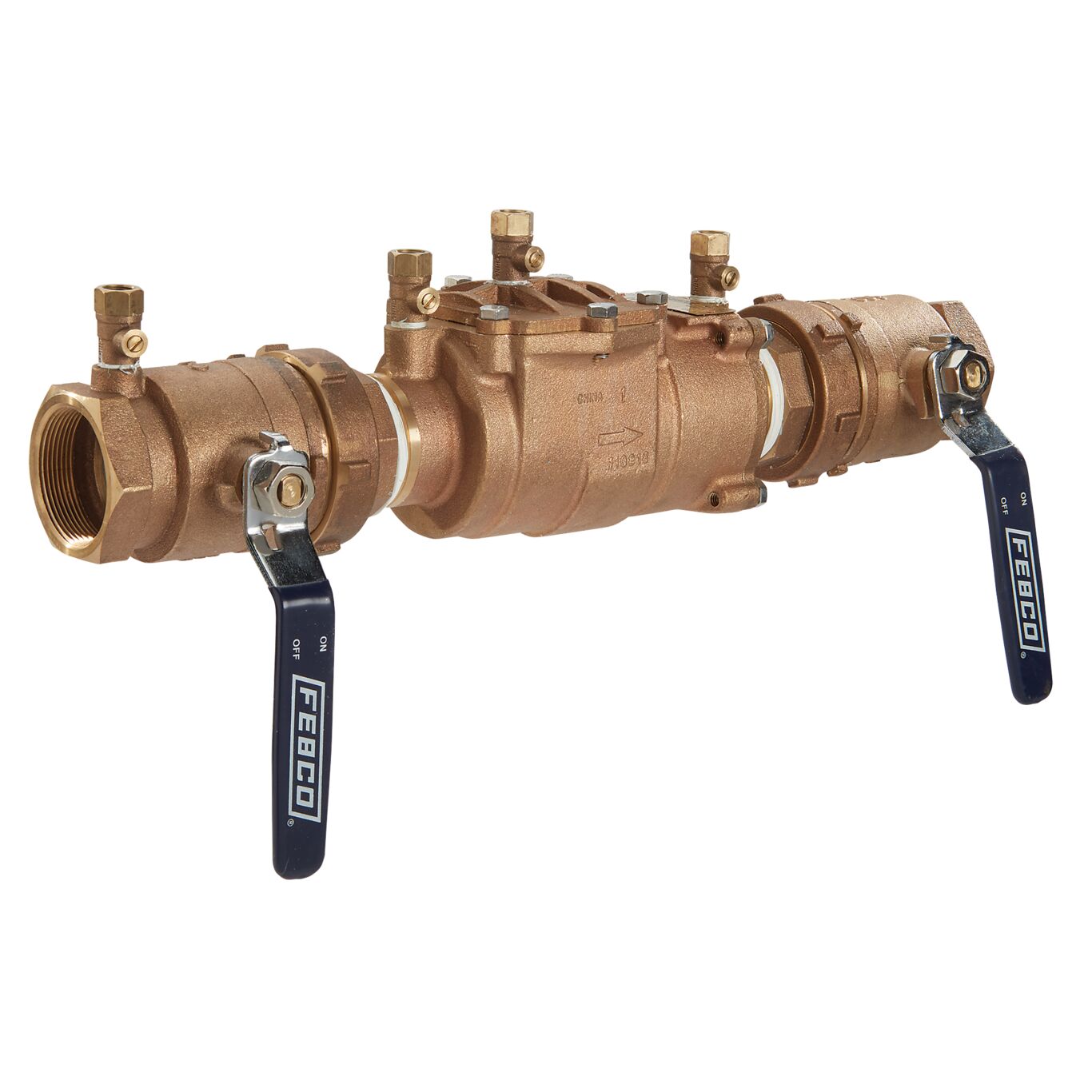 Product Image -  Lead Free Bronze Double Check Valve Backflow Preventer Assembly, Quarter Turn Shutoff, Union, Small Diameter